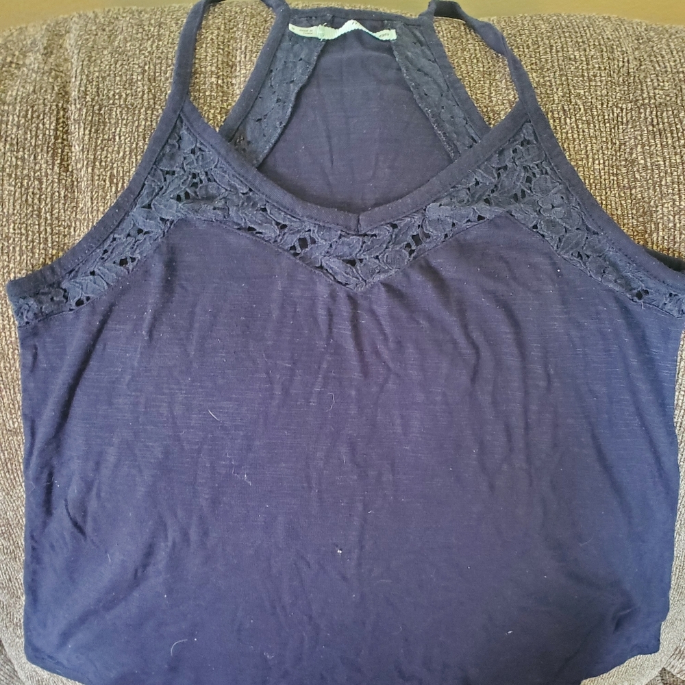 Blue spaghetti racerback tank